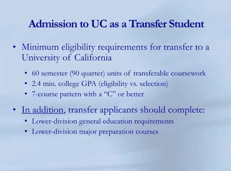 UC transfer requirements UC transfer requirements