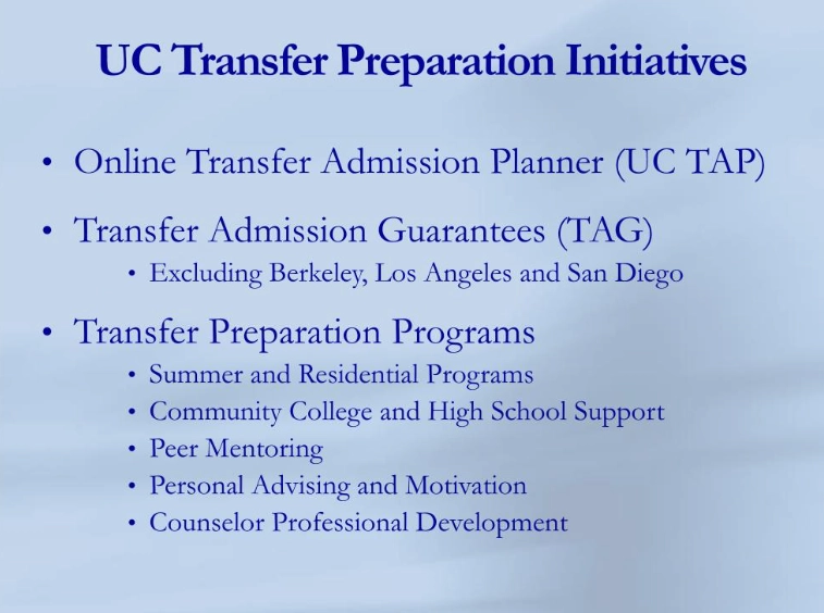 transfer to UC from community college transfer to UC from community college